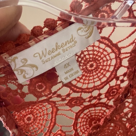 Weekend by Suzanne Betro Crocheted Lace Top Blouse - Picture 7 of 10